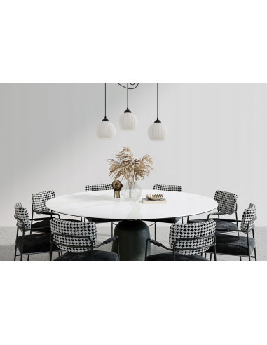 Lampa wisząca RIFFLE z regulacją długości, elegancka w bieli i czerni, idealna do nowoczesnych wnętrz