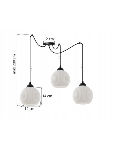 Lampa wisząca RIFFLE z regulacją długości, elegancka w bieli i czerni, idealna do nowoczesnych wnętrz