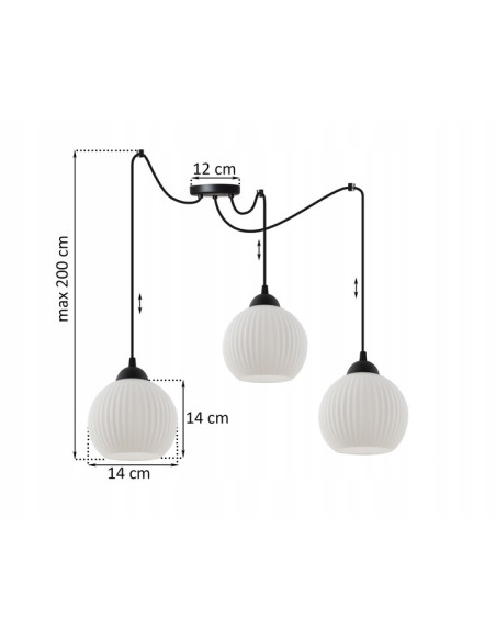 Lampa wisząca RIFFLE z regulacją długości, elegancka w bieli i czerni, idealna do nowoczesnych wnętrz