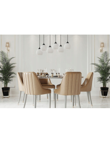 Nowoczesna lampa sufitowa RIFFLE z podwójnymi szklanymi kulami, 6 punktów świetlnych, styl skandynawski do wnętrz.