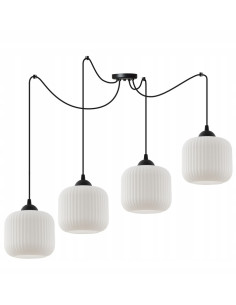 Lampa sufitowa RIFFLE z regulowanymi kloszami, elegancka w czerni i bieli, idealna do nowoczesnego wnętrza. 2