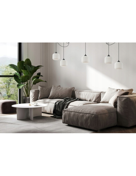 Elegancka lampa sufitowa RIFFLE w kolorze czarno-białym, cylindryczne klosze, 5 punktów świetlnych, do nowoczesnych wnętrz