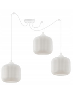 Lampa sufitowa RIFFLE z 3 kloszami w kolorze białym – eleganckie oświetlenie do nowoczesnych wnętrz.