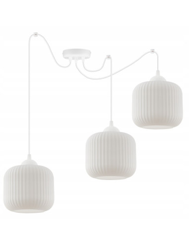 Lampa sufitowa RIFFLE z 3 kloszami w kolorze białym – eleganckie oświetlenie do nowoczesnych wnętrz.
