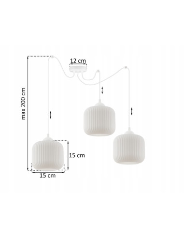 Lampa sufitowa RIFFLE z 3 kloszami w kolorze białym – eleganckie oświetlenie do nowoczesnych wnętrz.