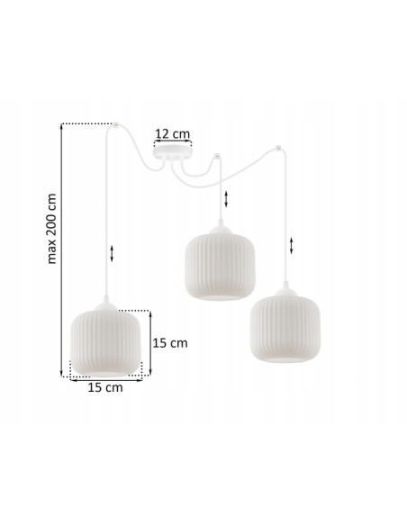 Lampa sufitowa RIFFLE z 3 kloszami w kolorze białym – eleganckie oświetlenie do nowoczesnych wnętrz.
