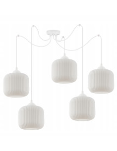 Żyrandol RIFFLE, nowoczesny, białe klosze, 5 punktów świetlnych, idealny do salonu, kuchni i jadalni