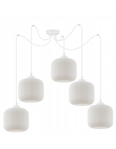 Żyrandol RIFFLE, nowoczesny, białe klosze, 5 punktów świetlnych, idealny do salonu, kuchni i jadalni 2