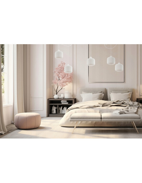 Żyrandol RIFFLE, nowoczesny, białe klosze, 5 punktów świetlnych, idealny do salonu, kuchni i jadalni