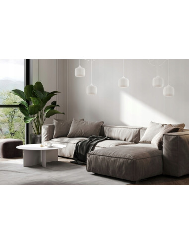 Żyrandol RIFFLE, nowoczesny, białe klosze, 5 punktów świetlnych, idealny do salonu, kuchni i jadalni