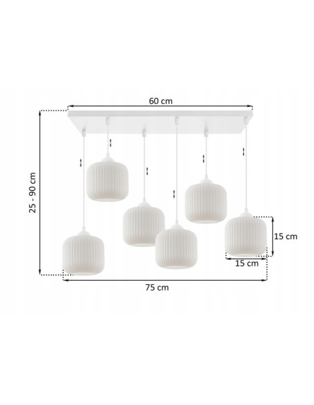 Lampa sufitowa RIFFLE z ryflowanymi kloszami – nowoczesne oświetlenie do skandynawskich wnętrz