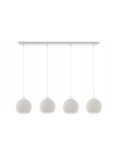 Lampa wisząca RIFFLE w nowoczesnym stylu z białymi kloszami, 4-punkty świetlne do jadalni i salonu