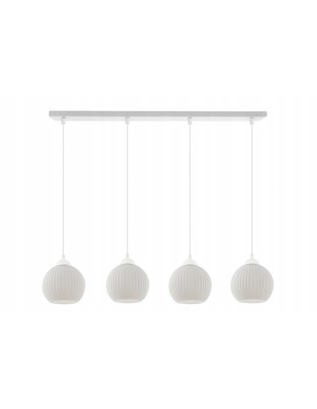 Lampa wisząca RIFFLE w nowoczesnym stylu z białymi kloszami, 4-punkty świetlne do jadalni i salonu