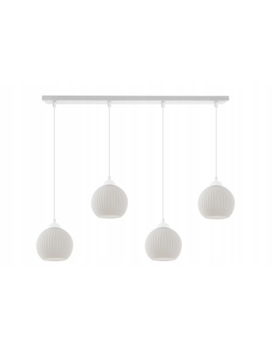 Lampa wisząca RIFFLE w nowoczesnym stylu z białymi kloszami, 4-punkty świetlne do jadalni i salonu