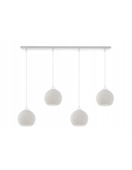 Lampa wisząca RIFFLE w nowoczesnym stylu z białymi kloszami, 4-punkty świetlne do jadalni i salonu