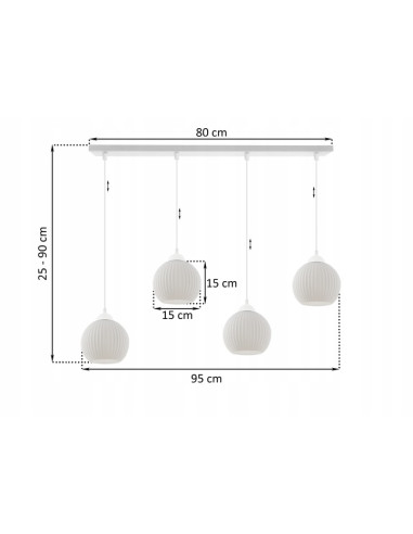 Lampa wisząca RIFFLE w nowoczesnym stylu z białymi kloszami, 4-punkty świetlne do jadalni i salonu