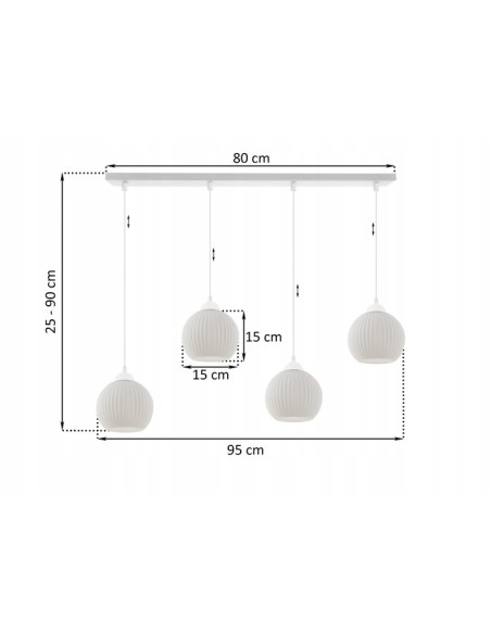 Lampa wisząca RIFFLE w nowoczesnym stylu z białymi kloszami, 4-punkty świetlne do jadalni i salonu