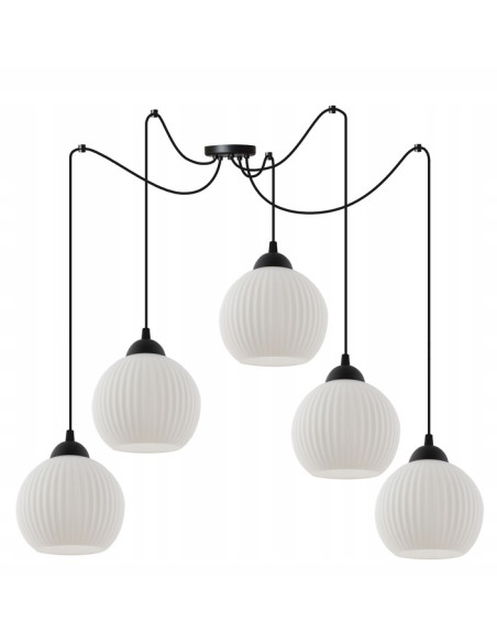Lampa wisząca RIFFLE w stylu nowoczesnym, regulowane ramiona, eleganckie oświetlenie z 5 punktami E27, szklane klosze