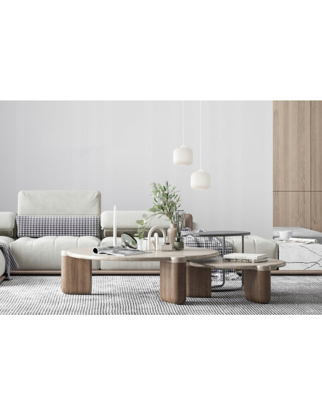 Nowoczesny zwis Riffle - elegancka lampa skandynawska do jadalni i kuchni z regulacją wysokości, biała szkło-metal.