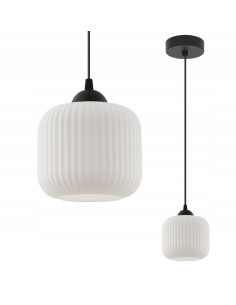 Lampa wisząca RIFFLE w stylu skandynawskim, elegancki cylindryczny klosz, regulowana długość, szklano-metalowa konstrukcja 2