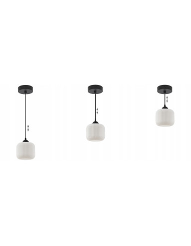 Lampa wisząca RIFFLE w stylu skandynawskim, elegancki cylindryczny klosz, regulowana długość, szklano-metalowa konstrukcja