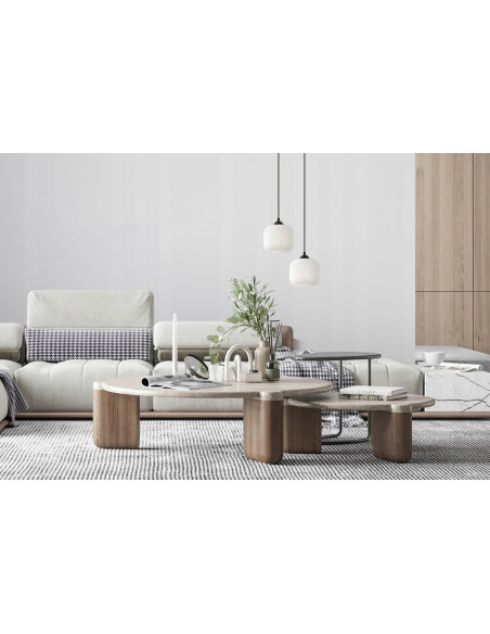 Lampa wisząca RIFFLE w stylu skandynawskim, elegancki cylindryczny klosz, regulowana długość, szklano-metalowa konstrukcja