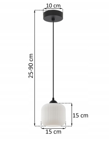 Lampa wisząca RIFFLE w stylu skandynawskim, elegancki cylindryczny klosz, regulowana długość, szklano-metalowa konstrukcja