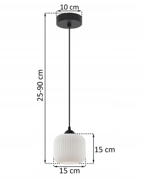 Lampa wisząca RIFFLE w stylu skandynawskim, elegancki cylindryczny klosz, regulowana długość, szklano-metalowa konstrukcja