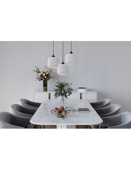 Nowoczesny żyrandol RIFFLE w stylu glamour z regulacją wysokości, idealny do jadalni i salonu.