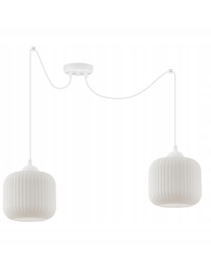 Lampa wisząca RIFFLE w stylu skandynawskim - elegancka z białym szkłem, 2 punkty świetlne, regulowana wysokość. 2