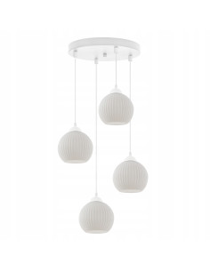 Lampa sufitowa RIFFLE z białymi kloszami szklanymi, 4-punktowe oświetlenie do wnętrz skandynawskich