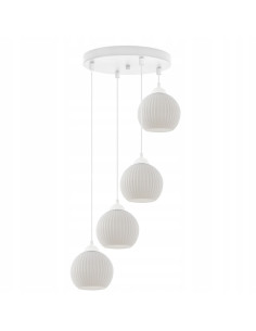 Lampa sufitowa RIFFLE z białymi kloszami szklanymi, 4-punktowe oświetlenie do wnętrz skandynawskich 2