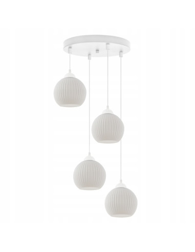 Lampa sufitowa RIFFLE z białymi kloszami szklanymi, 4-punktowe oświetlenie do wnętrz skandynawskich