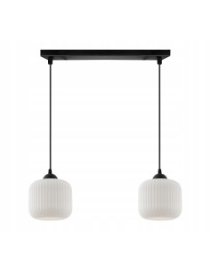 Nowoczesna lampa sufitowa RIFFLE z regulowaną długością i białymi kloszami do jadalni i salonu