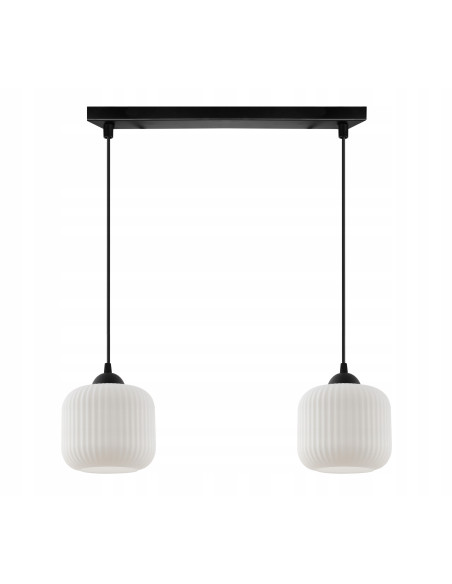 Nowoczesna lampa sufitowa RIFFLE z regulowaną długością i białymi kloszami do jadalni i salonu