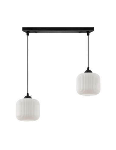 Nowoczesna lampa sufitowa RIFFLE z regulowaną długością i białymi kloszami do jadalni i salonu