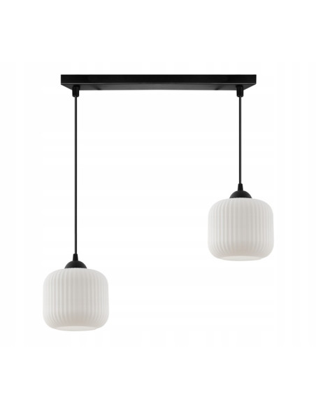 Nowoczesna lampa sufitowa RIFFLE z regulowaną długością i białymi kloszami do jadalni i salonu