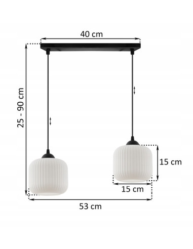 Nowoczesna lampa sufitowa RIFFLE z regulowaną długością i białymi kloszami do jadalni i salonu