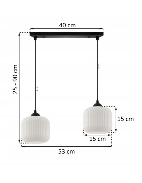 Nowoczesna lampa sufitowa RIFFLE z regulowaną długością i białymi kloszami do jadalni i salonu