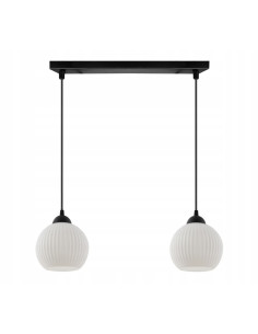 Żyrandol RIFFLE 2-punktowy z białymi kloszami – Nowoczesne oświetlenie do salonu oraz jadalni w stylu skandynawskim