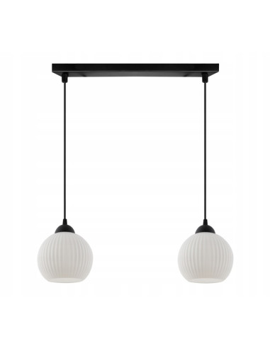 Żyrandol RIFFLE 2-punktowy z białymi kloszami – Nowoczesne oświetlenie do salonu oraz jadalni w stylu skandynawskim