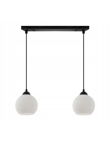 Żyrandol RIFFLE 2-punktowy z białymi kloszami – Nowoczesne oświetlenie do salonu oraz jadalni w stylu skandynawskim
