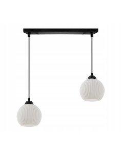 Żyrandol RIFFLE 2-punktowy z białymi kloszami – Nowoczesne oświetlenie do salonu oraz jadalni w stylu skandynawskim 2