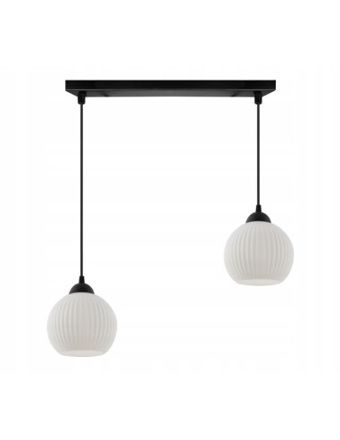 Żyrandol RIFFLE 2-punktowy z białymi kloszami – Nowoczesne oświetlenie do salonu oraz jadalni w stylu skandynawskim