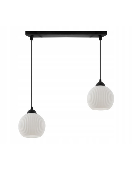 Żyrandol RIFFLE 2-punktowy z białymi kloszami – Nowoczesne oświetlenie do salonu oraz jadalni w stylu skandynawskim