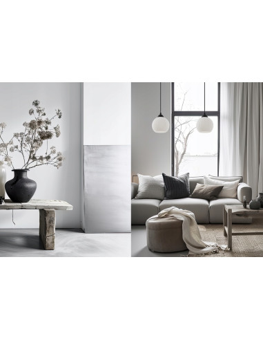 Żyrandol RIFFLE 2-punktowy z białymi kloszami – Nowoczesne oświetlenie do salonu oraz jadalni w stylu skandynawskim