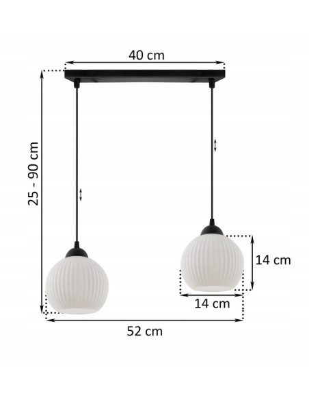 Żyrandol RIFFLE 2-punktowy z białymi kloszami – Nowoczesne oświetlenie do salonu oraz jadalni w stylu skandynawskim