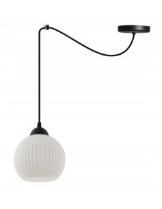 Lampa sufitowa RIFFLE z białym kloszem i czarnym przewodem - nowoczesne oświetlenie do każdego wnętrza 2