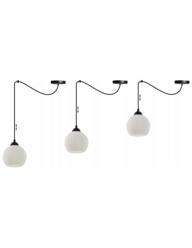 Lampa sufitowa RIFFLE z białym kloszem i czarnym przewodem - nowoczesne oświetlenie do każdego wnętrza