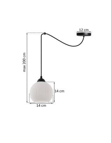 Lampa sufitowa RIFFLE z białym kloszem i czarnym przewodem - nowoczesne oświetlenie do każdego wnętrza